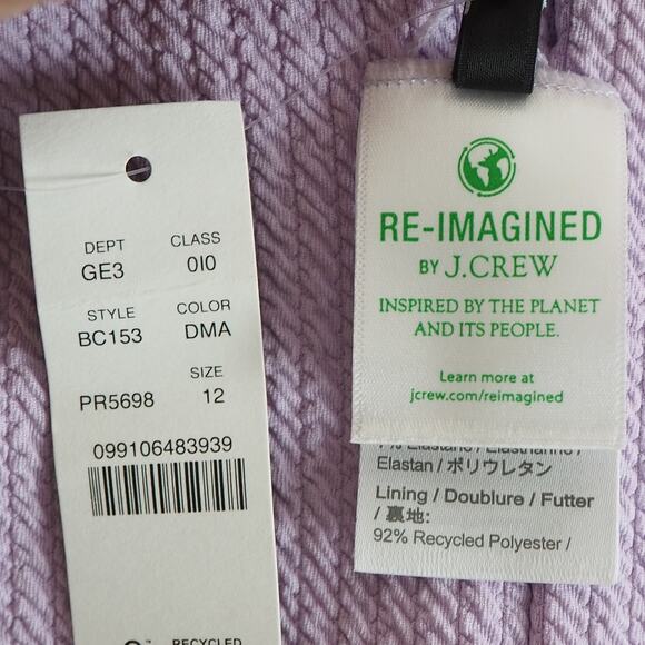 NWT J.Crew One Piece Swimsuit Size 12 Purple Textured Square Neck Low Back BC153 - Picture 7 of 13